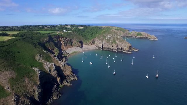 Fly above Sark the crown jewel of the Channel Islands, United Kingdom ( aerial footage )