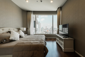 Fototapeta premium Modern bedroom in luxury apartment