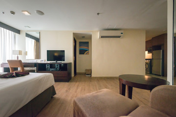 Modern bedroom interior - bed at home bedroom
