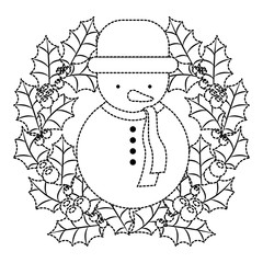 christmas crown wreath with snowman vector illustration design