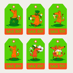 Saint Patrick's Day card with foxes and irish simbols