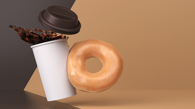 Hot Coffee and Glazed Donut