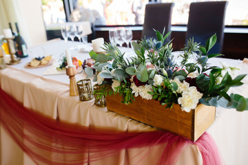 Beautifully decorated wedding table