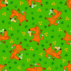 Saint Patrick's Day patterns with foxes and irish simbols