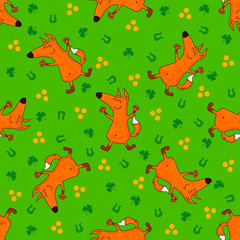 Saint Patrick's Day patterns with foxes and irish simbols