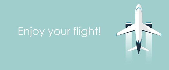 Flying plane isolated on blue background. Vector illustrtaion