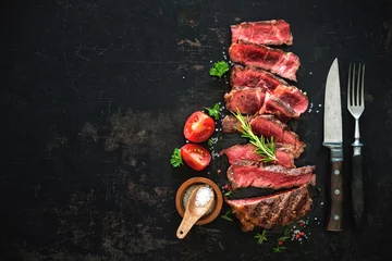  Sliced medium rare grilled beef ribeye steak © Alexander Raths