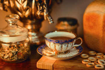 Russian traditional tea with samovar
