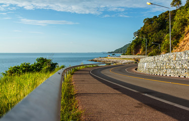 Fototapeta premium Scenic beautiful view of the seafront road.