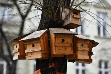 Bird houses in Berlin-Wilmersdorf.