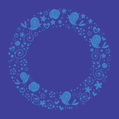birds flowers nature circle frame border ornamental design element