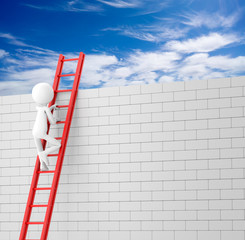 Man Climbing the Ladder to Sky