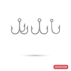 Fishing hooks color flat icon