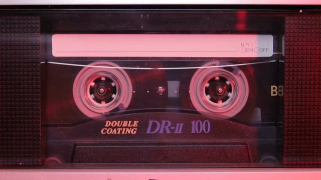 Audio Cassette in the Player. Close-up