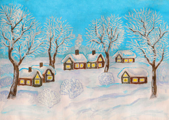 Winter landscape, painting