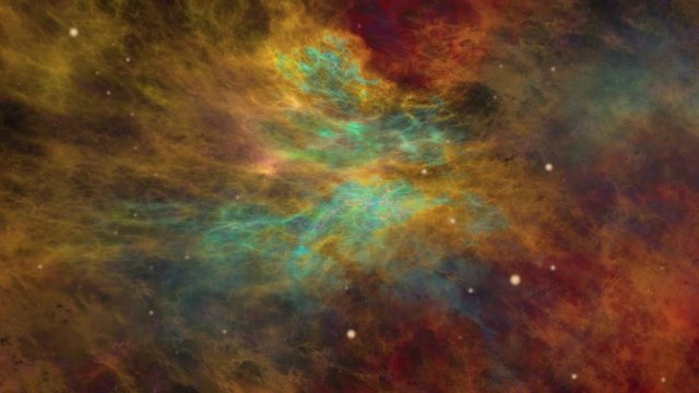 Beautiful colorful nebula, galaxy and stars, universe, flying through imaginary nebula and star fields in deep space, several megastars sparkle, dynamic background, animation, abstract illustration
