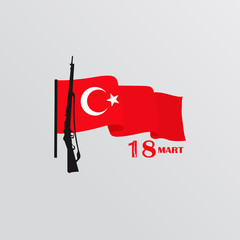 Template design of the national Turkish holiday of March 15, 1915 the day the Ottomans victory Canakkale. translation from turkish: March 18.