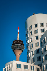 Obraz premium Düsseldorf Fernsehturm mit Häuser