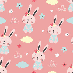 Vector illustration with cute rabbit