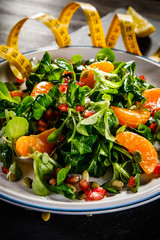 Vegetable salad on wooden background