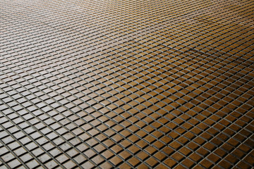 Perspective view. Stone pavement texture, abstract background of old cobblestone pavement close-up.