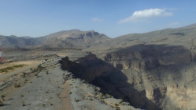 Fly above the Grand Canyon of Oman.Wadi Ghul, Oman ( aerial footage )