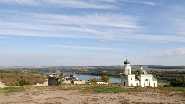 Camera movement on the old Khotyn Fortress