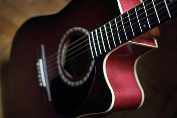 Fototapeta na wymiar part of the acoustic guitar