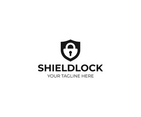 Shield and padlock logo template. Shield lock vector design. Security illustration