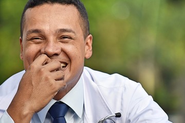 Male Medical Professional And Happiness Wearing Lab Coat