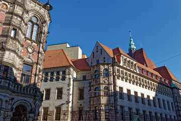 Fototapeta na wymiar Bremen, buildings, roofs, windows, arches