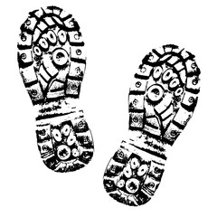 Human footprints shoe silhouette. Boot Imprint