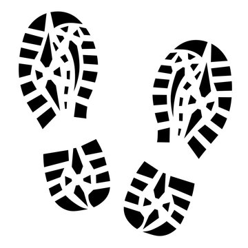 Footprints human shoes, vector silhouette