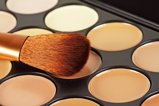 Brush for concealer and palette of professional makeup concealer