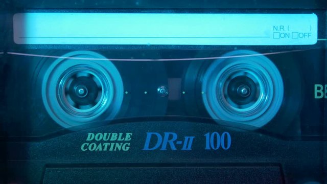 Audio Cassette in the Player. Close-up