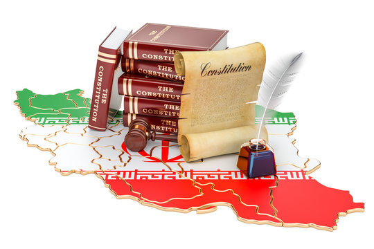 Constitution of Iran concept, 3D rendering