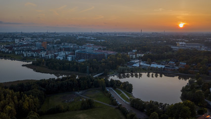 Fototapeta na wymiar Sunset in Arabianranta, Helsinki, Finland