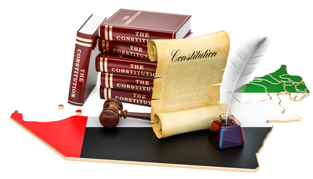 Constitution of United Arab Emirates concept, 3D rendering
