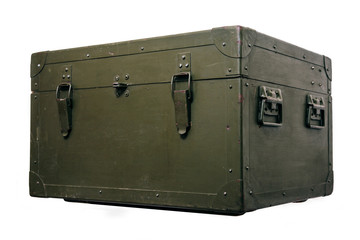 Vintage old military box green storage ammunition lock cloth scratches war dirty broken conflict homeland weapons men