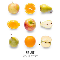 Fruit apple orange pear seamless pattern