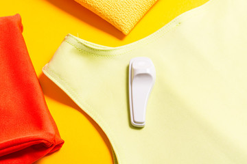 shop security anti-theft sensor on bright dress