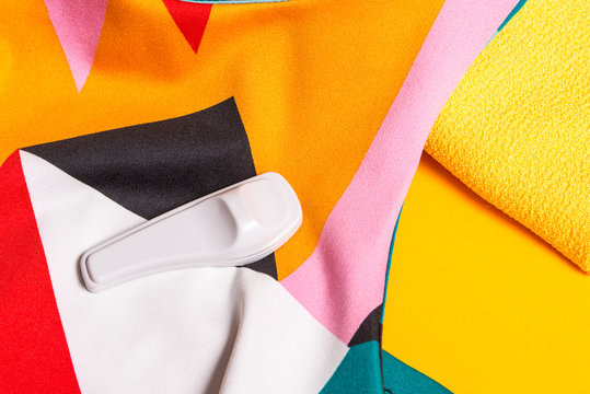 shop security anti-theft sensor on bright dress