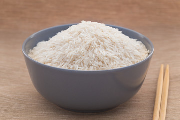 white rice in the bowl.