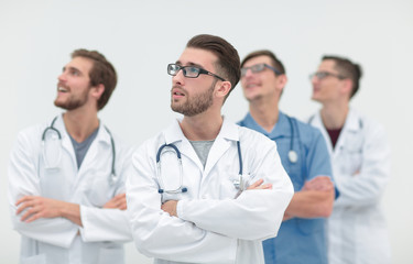 Fototapeta premium confident medical team looking at copy space