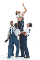 group workers help the companion to climb up