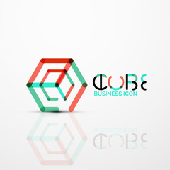 Cube idea concept logo, line