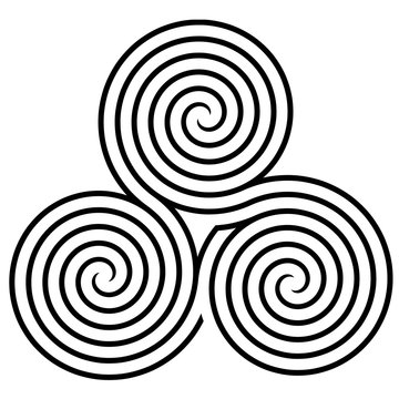 Triple spiral labyrinth symbol, vector illustration