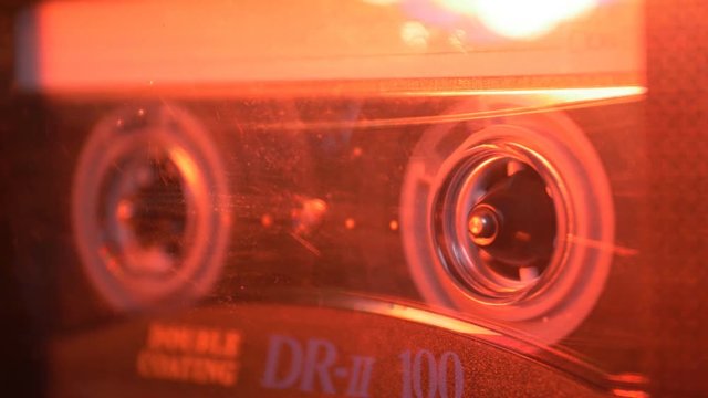 Audio Cassette in the Player. Close-up