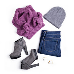 Stylish women's clothing in street style.