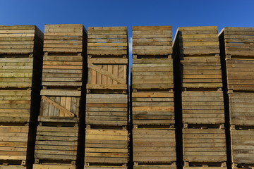 Wooden boxes, Jersey, U.K.
Stacked storage boxes.